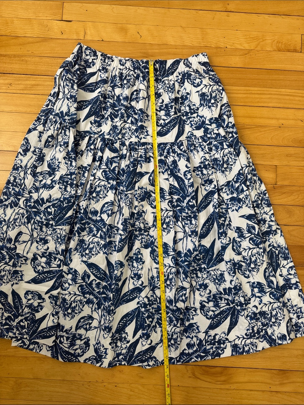 Blue & White Floral Tiered Poplin Skirt - Picture 6 of 9